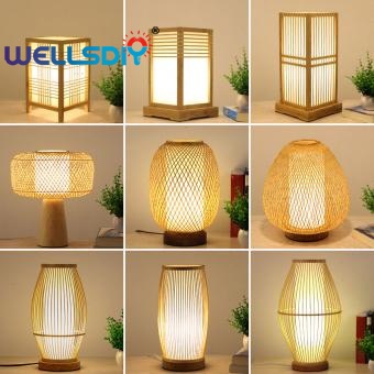 Retro study bamboo table lamp