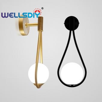 Black glass globe wall lamp