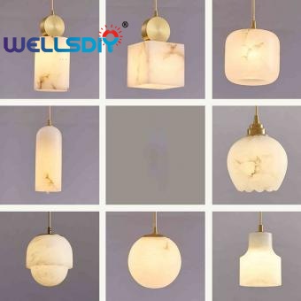 gold metal Kitchen marble hanging lamp