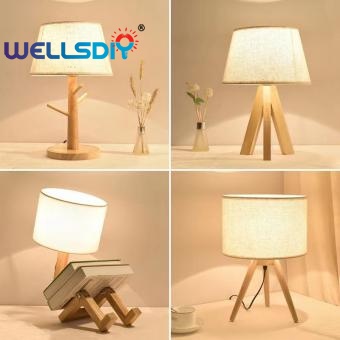 Bedside Fabric Wood Table Lamp