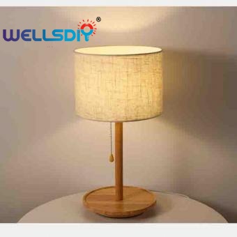 Vintage Fabric Wood Table Lamp