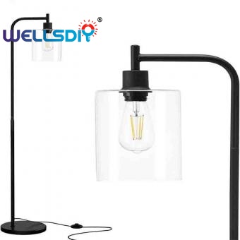 Glass Lampshade Metal Floor Lamp